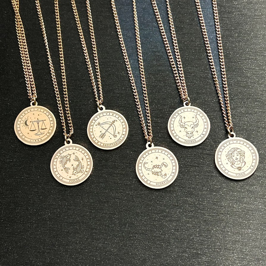 Rose Gold Zodiac Coin Pendant