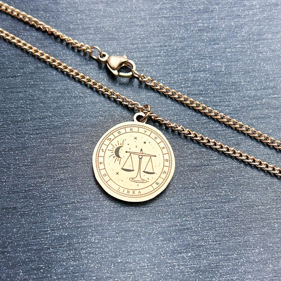 Rose Gold Zodiac Coin Pendant