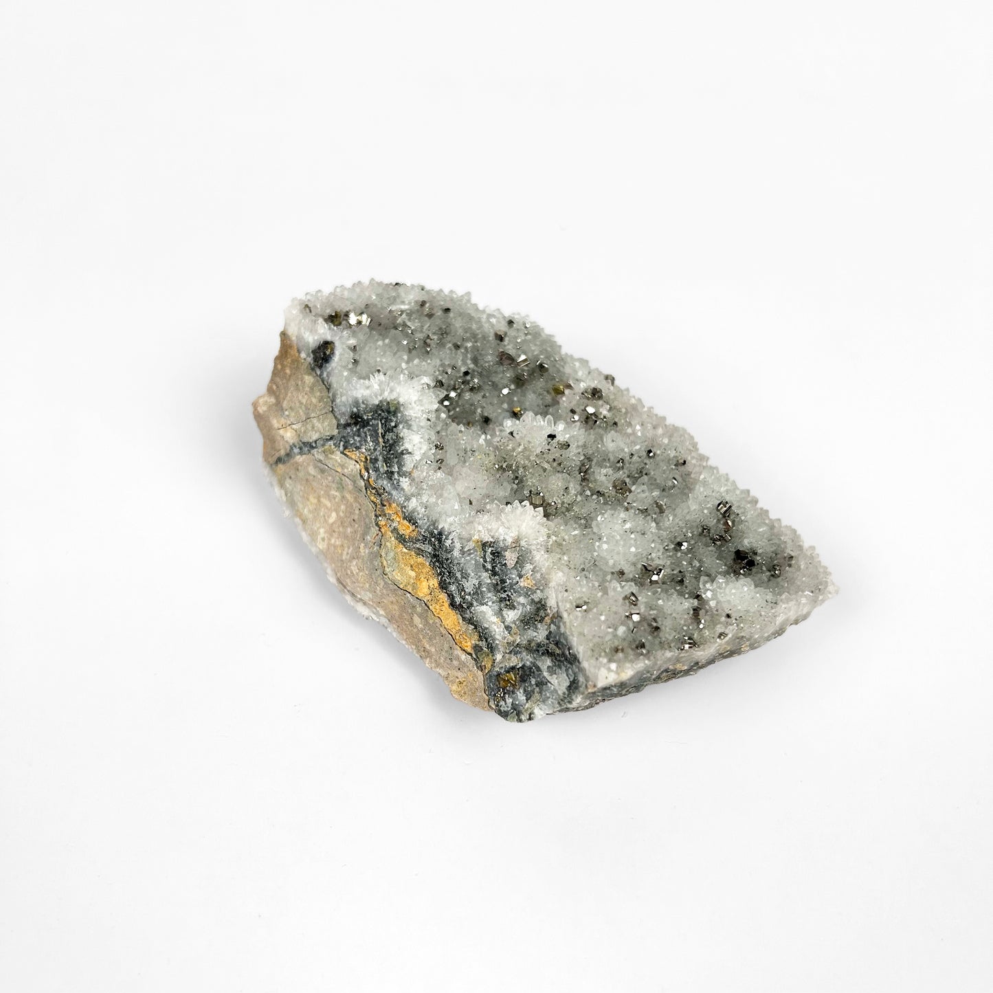 White Calcite with Pyrite Cluster B