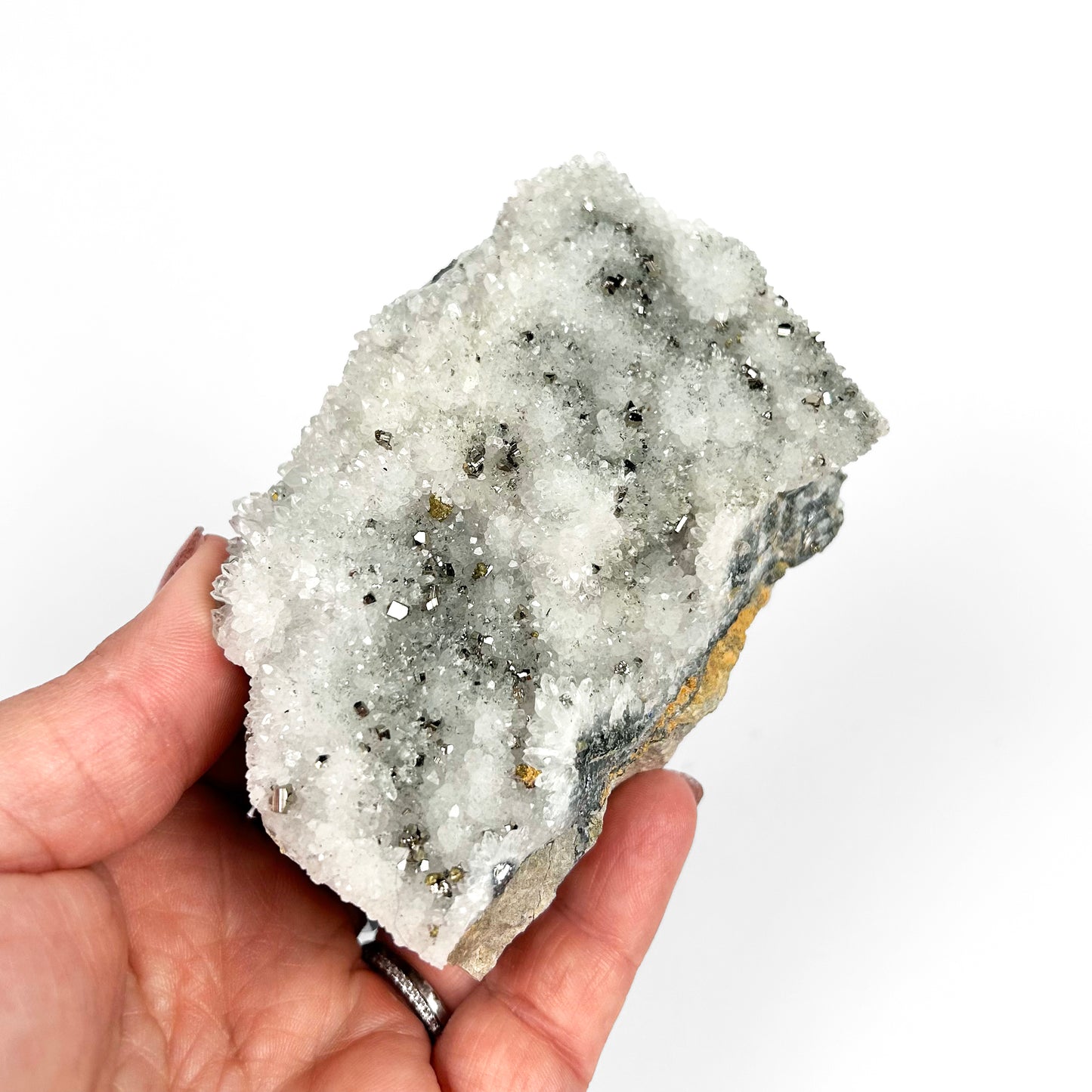 White Calcite with Pyrite Cluster B