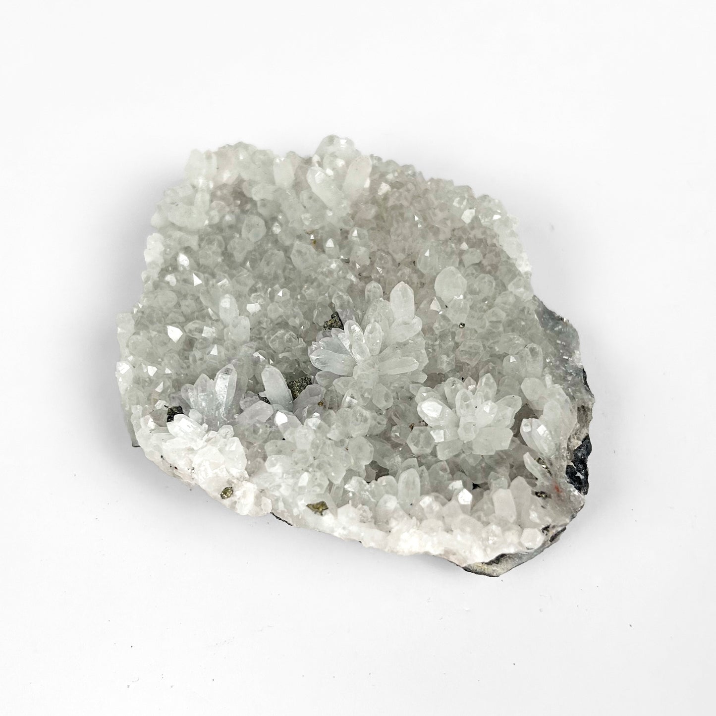 White Calcite with Pyrite Cluster E