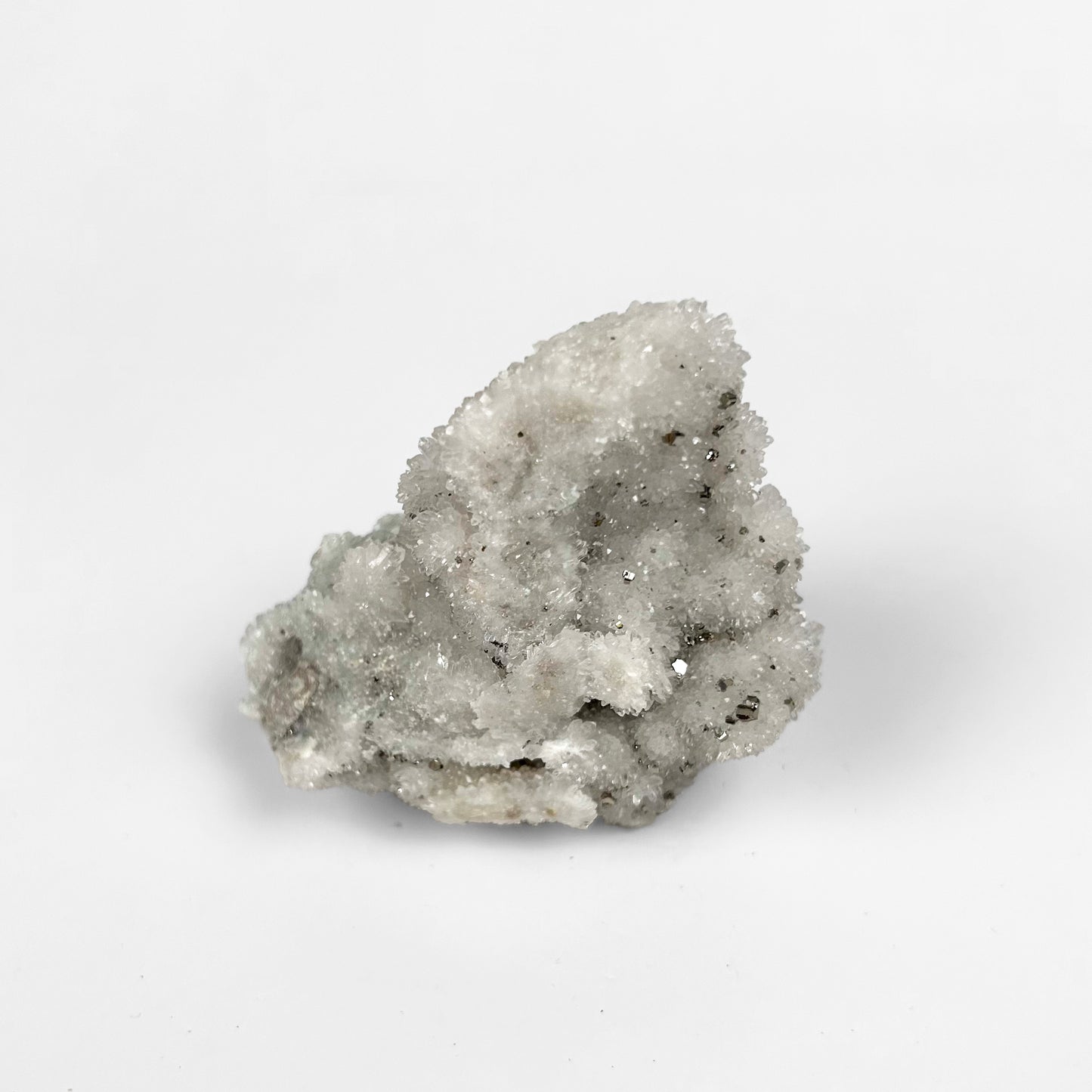 White Calcite with Pyrite Cluster G