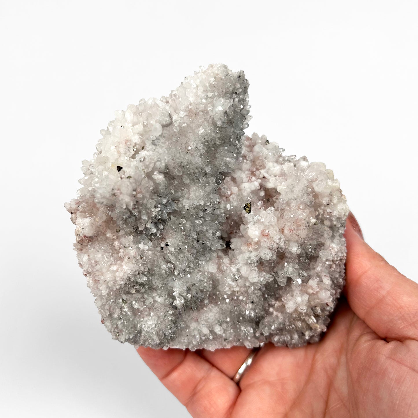 White Calcite with Pyrite Cluster L