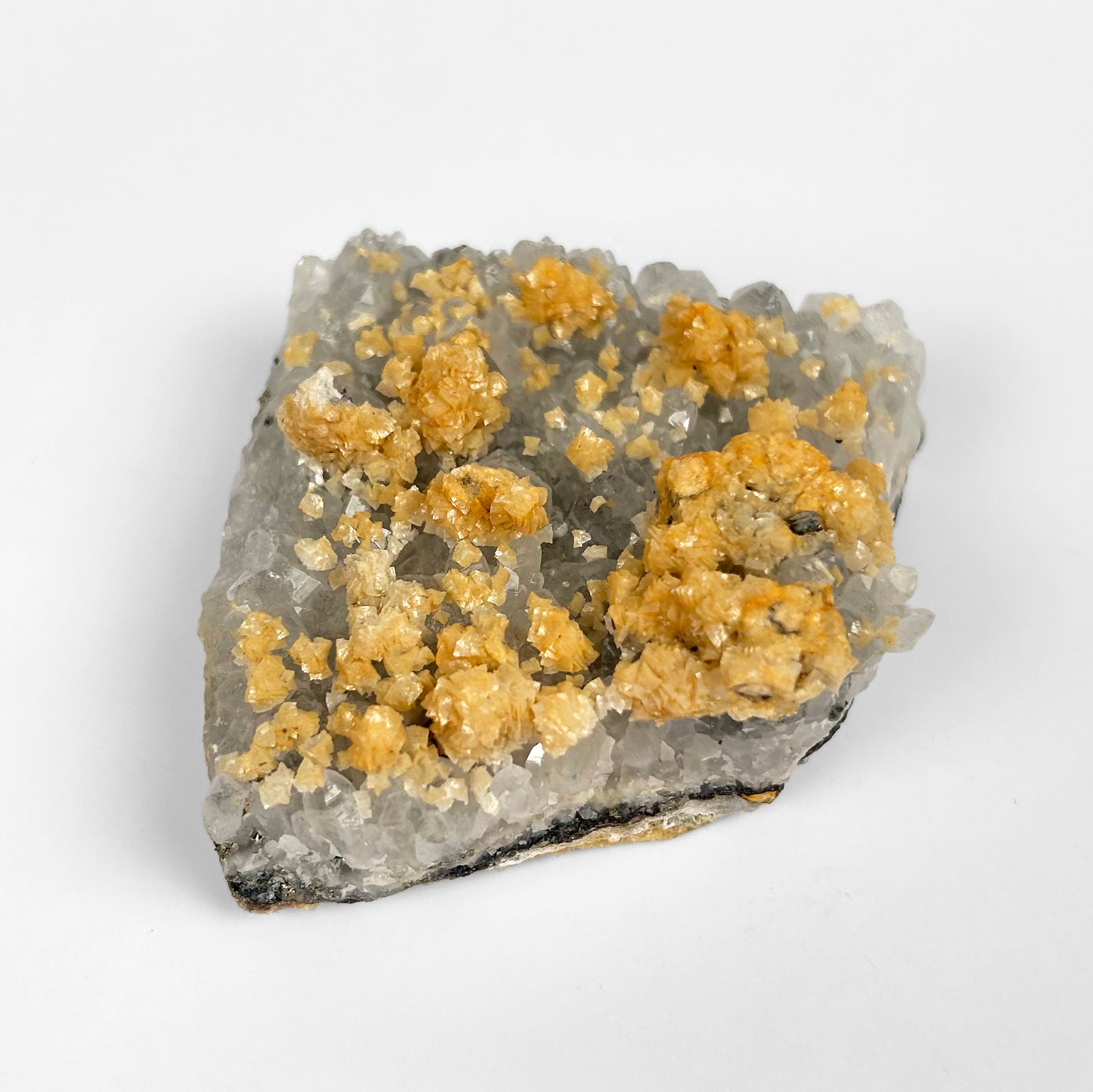 White Calcite with Pyrite Cluster P