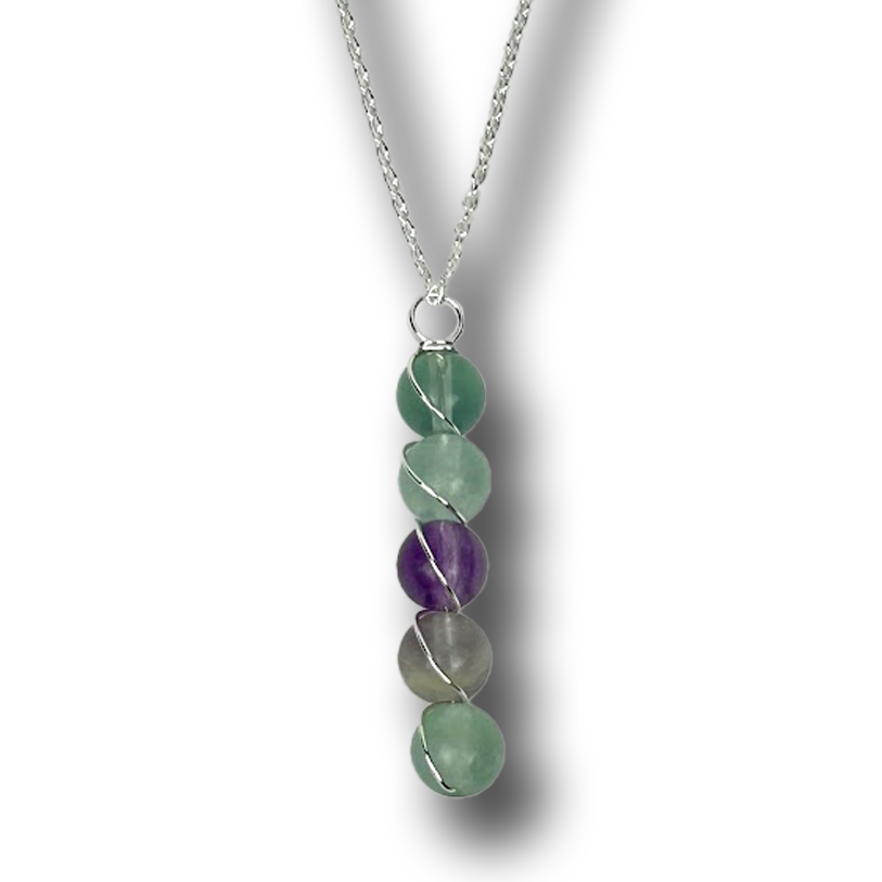 Wire Wrapped Semi-Precious 5 Stone Pendant