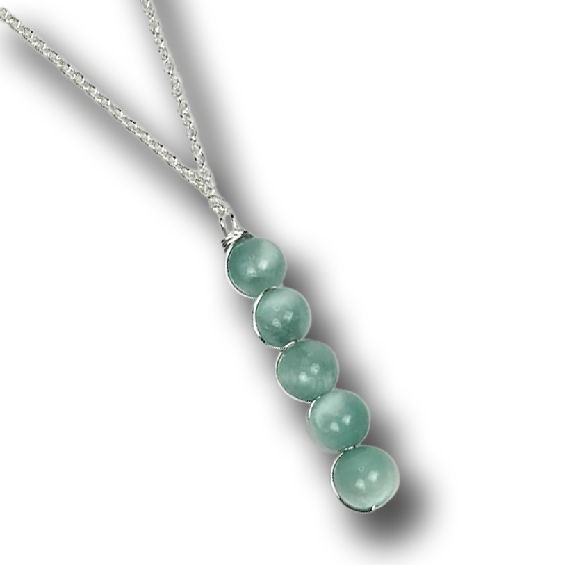Wire Wrapped Semi-Precious 5 Stone Pendant