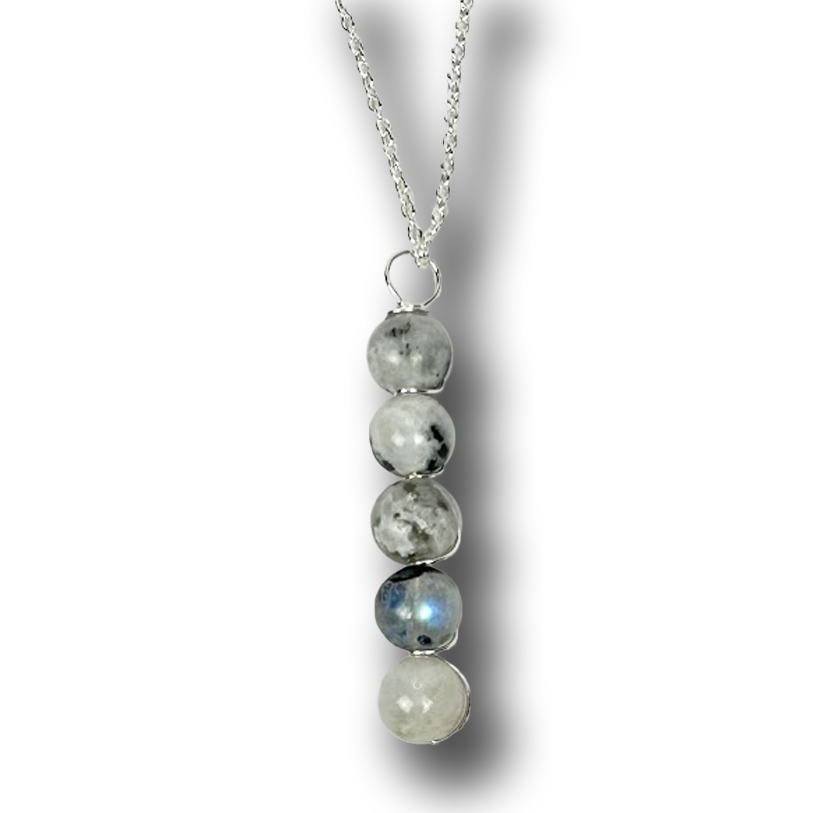 Wire Wrapped Semi-Precious 5 Stone Pendant