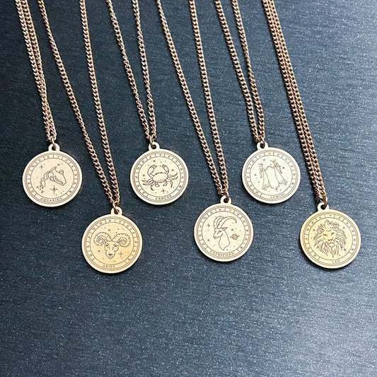 Rose Gold Zodiac Coin Pendant
