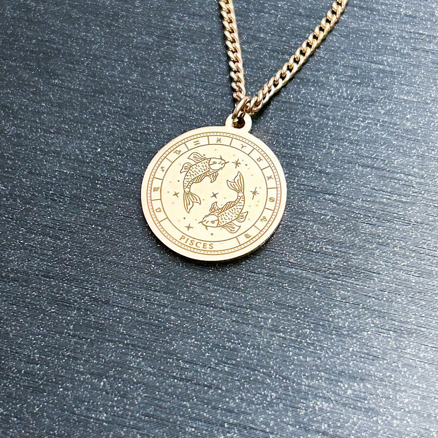 Rose Gold Zodiac Coin Pendant