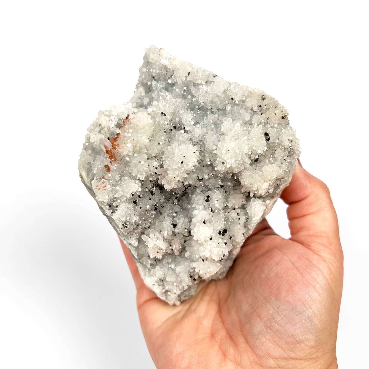 White Calcite with Pyrite Cluster A