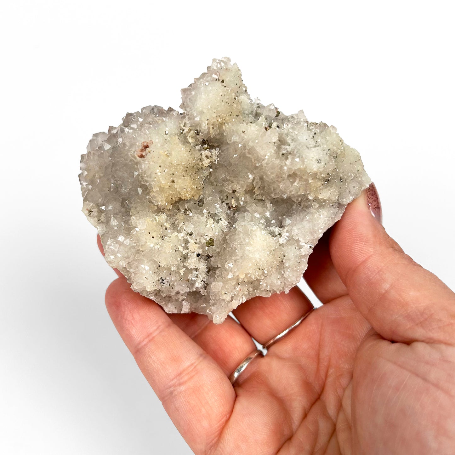 White Calcite with Pyrite Cluster C