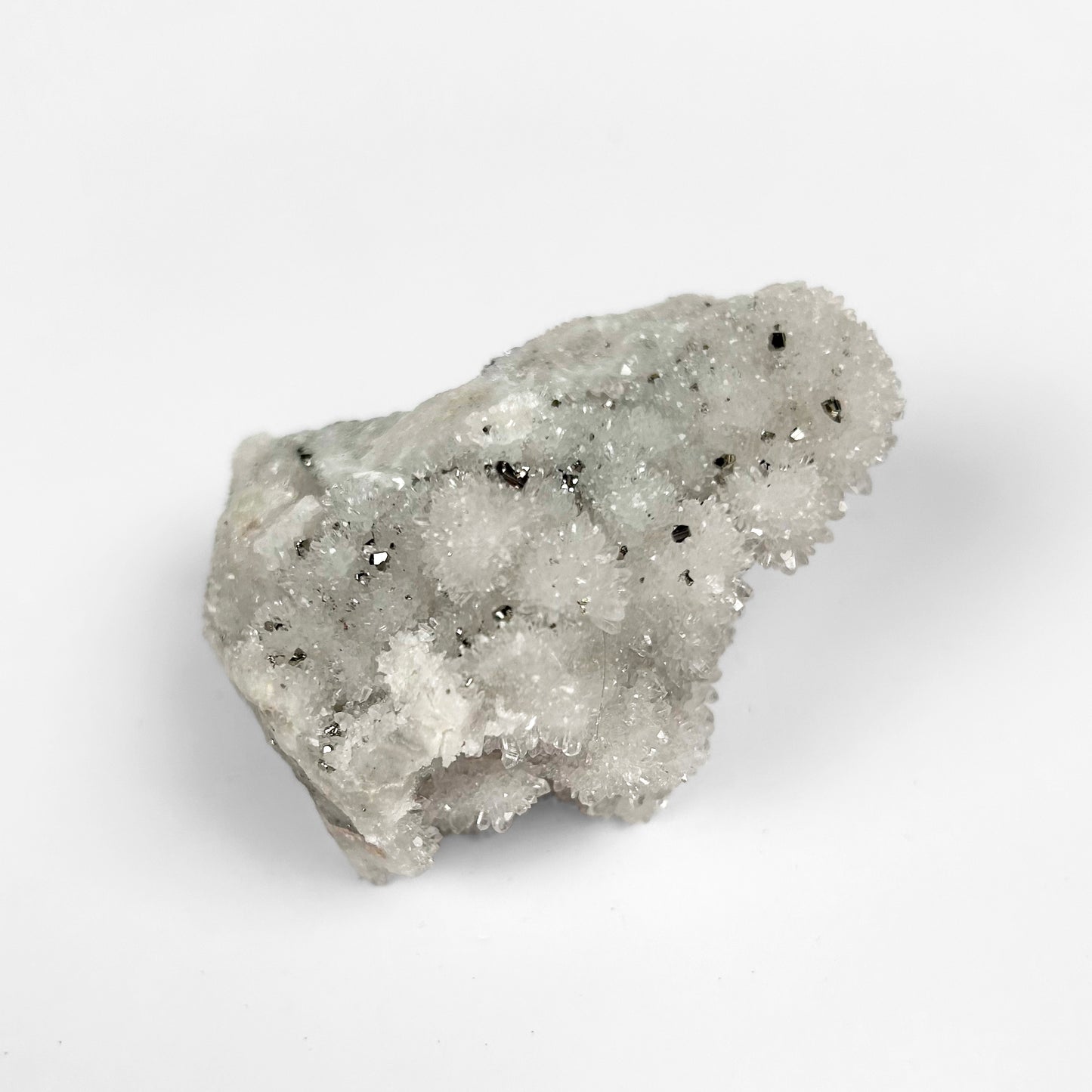 White Calcite with Pyrite Cluster G