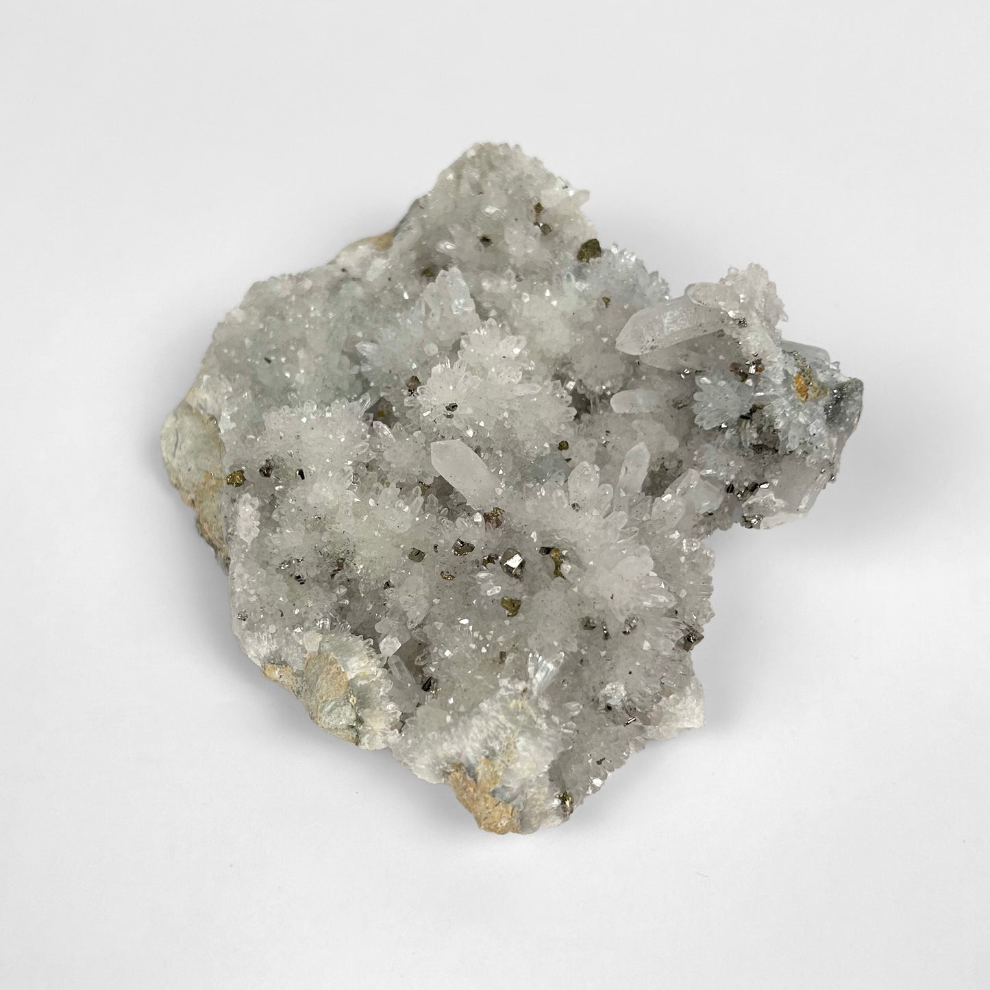 White Calcite with Pyrite Cluster O