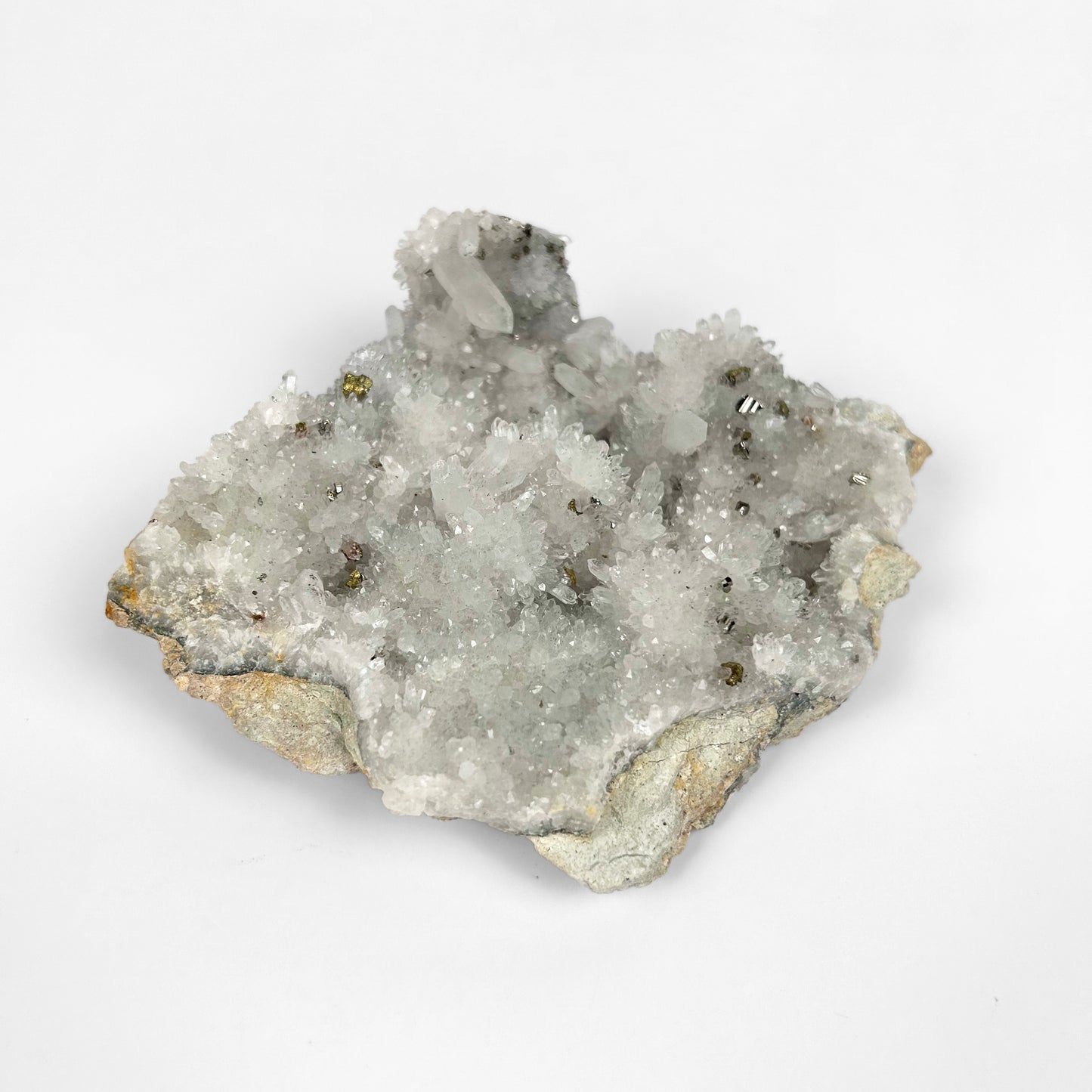 White Calcite with Pyrite Cluster O