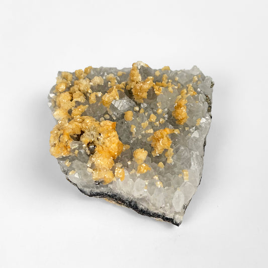 White Calcite with Pyrite Cluster P