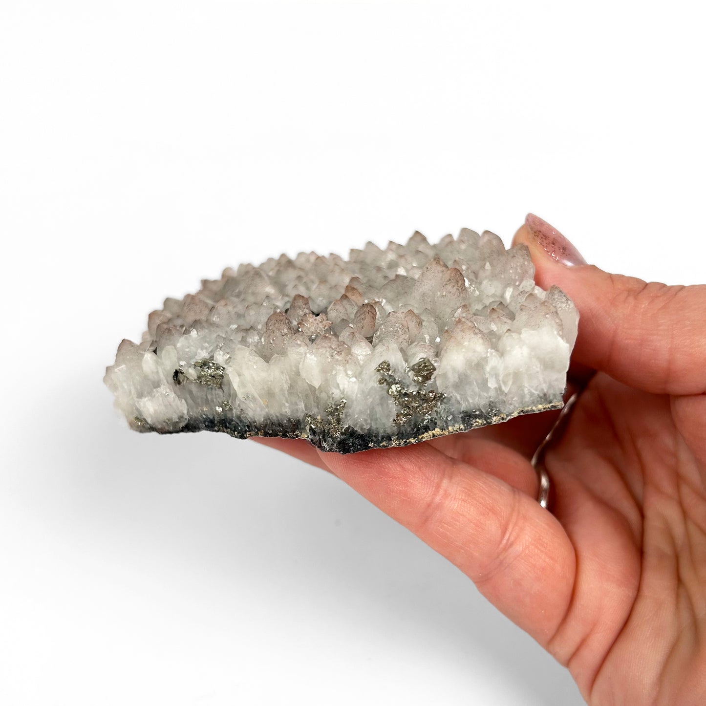 White Calcite with Pyrite Cluster R