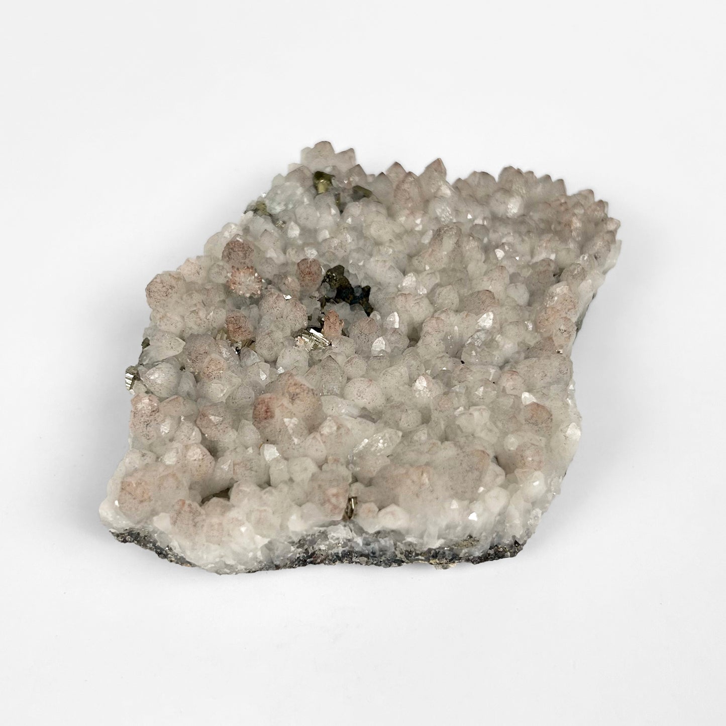 White Calcite with Pyrite Cluster R