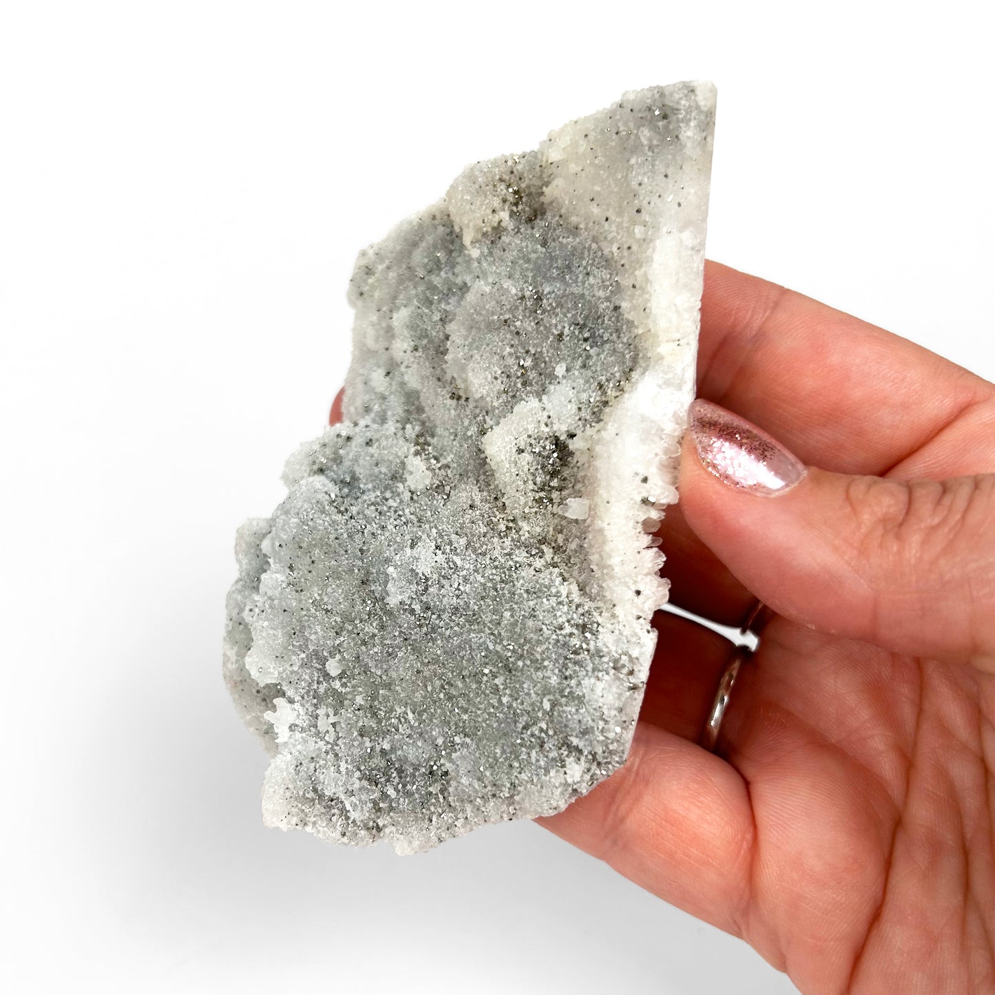 White Calcite with Pyrite Cluster S