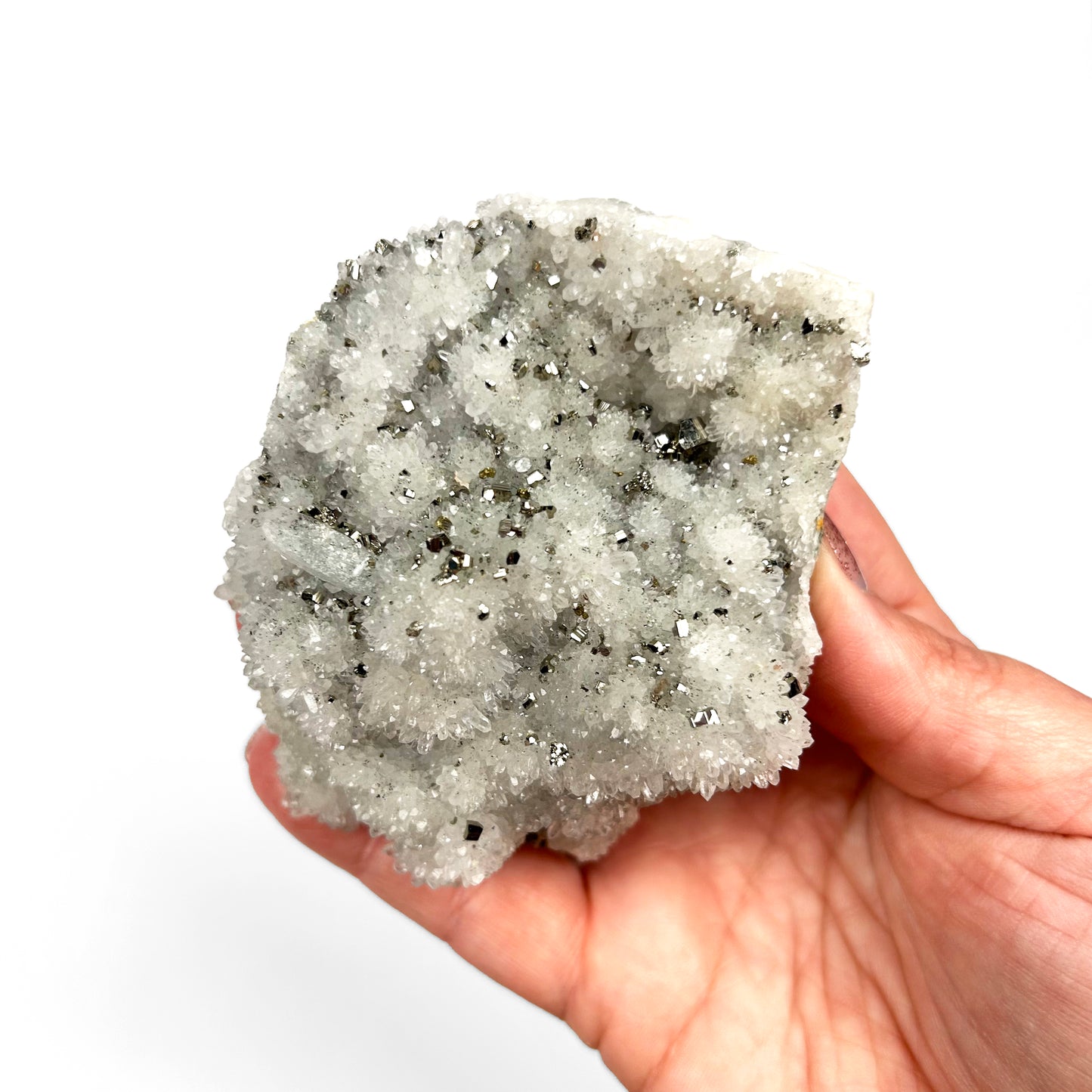 White Calcite with Pyrite Cluster T