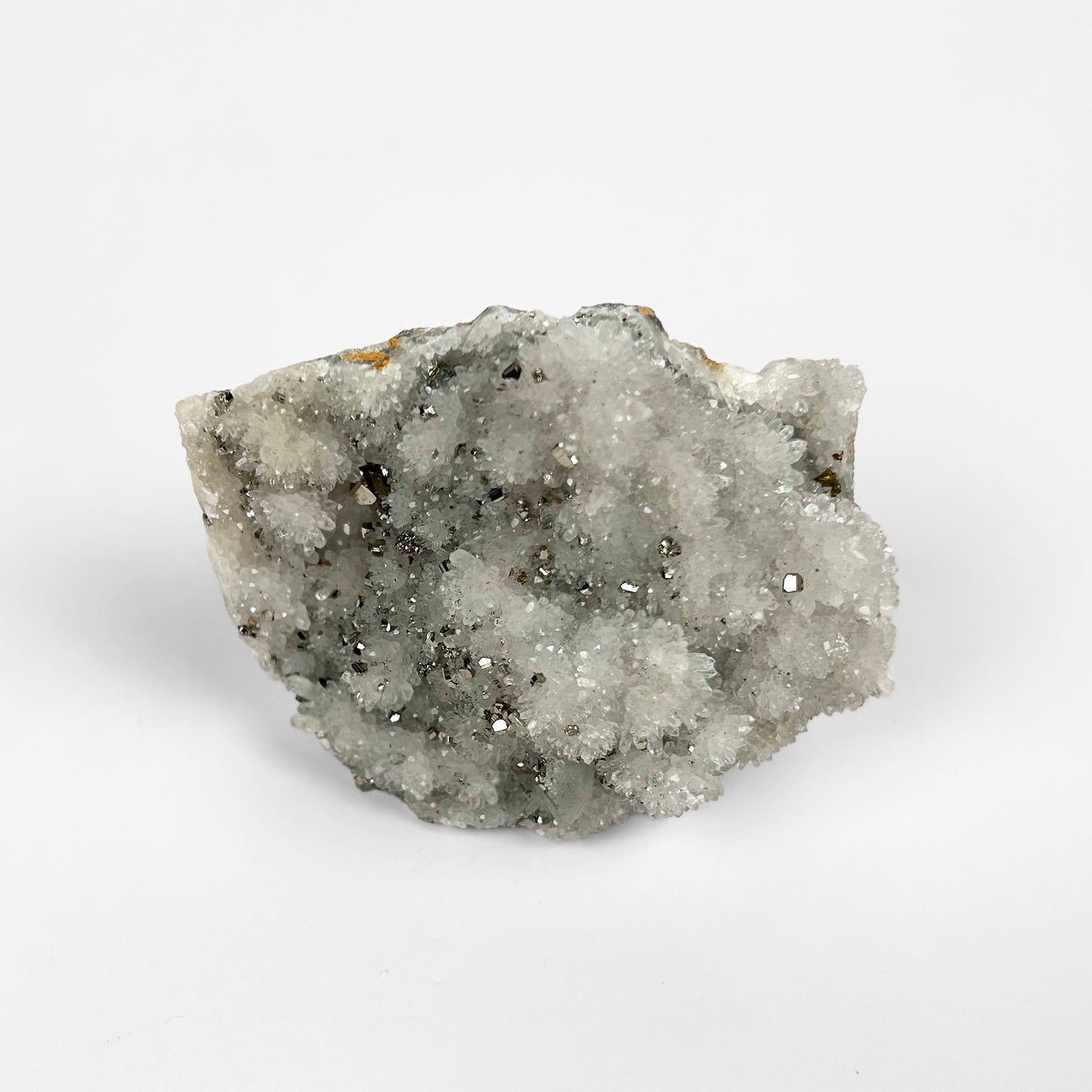 White Calcite with Pyrite Cluster T