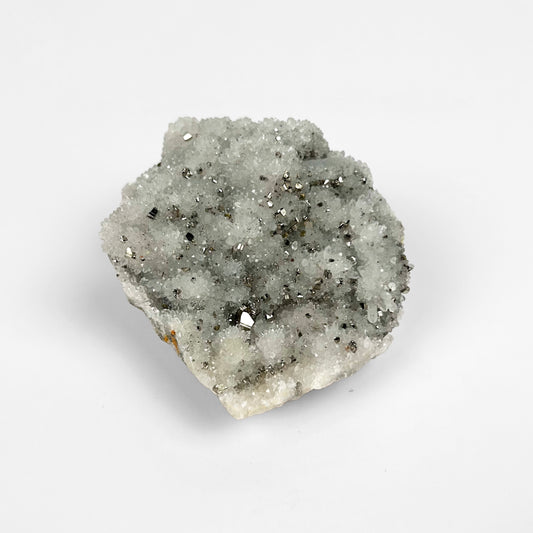 White Calcite with Pyrite Cluster T