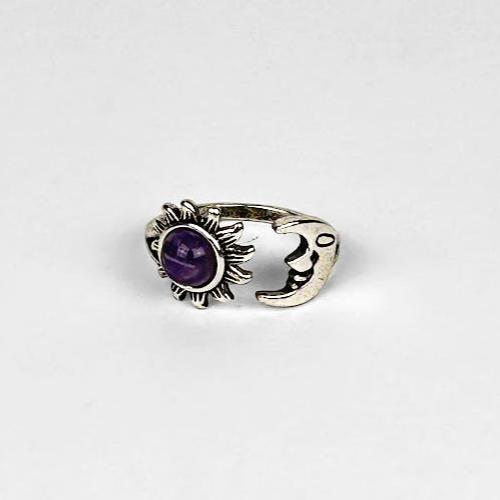 Adjustable Amethyst Sun & Moon Ring